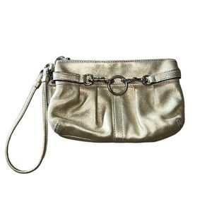 COACH Leather Metallic Wristlet